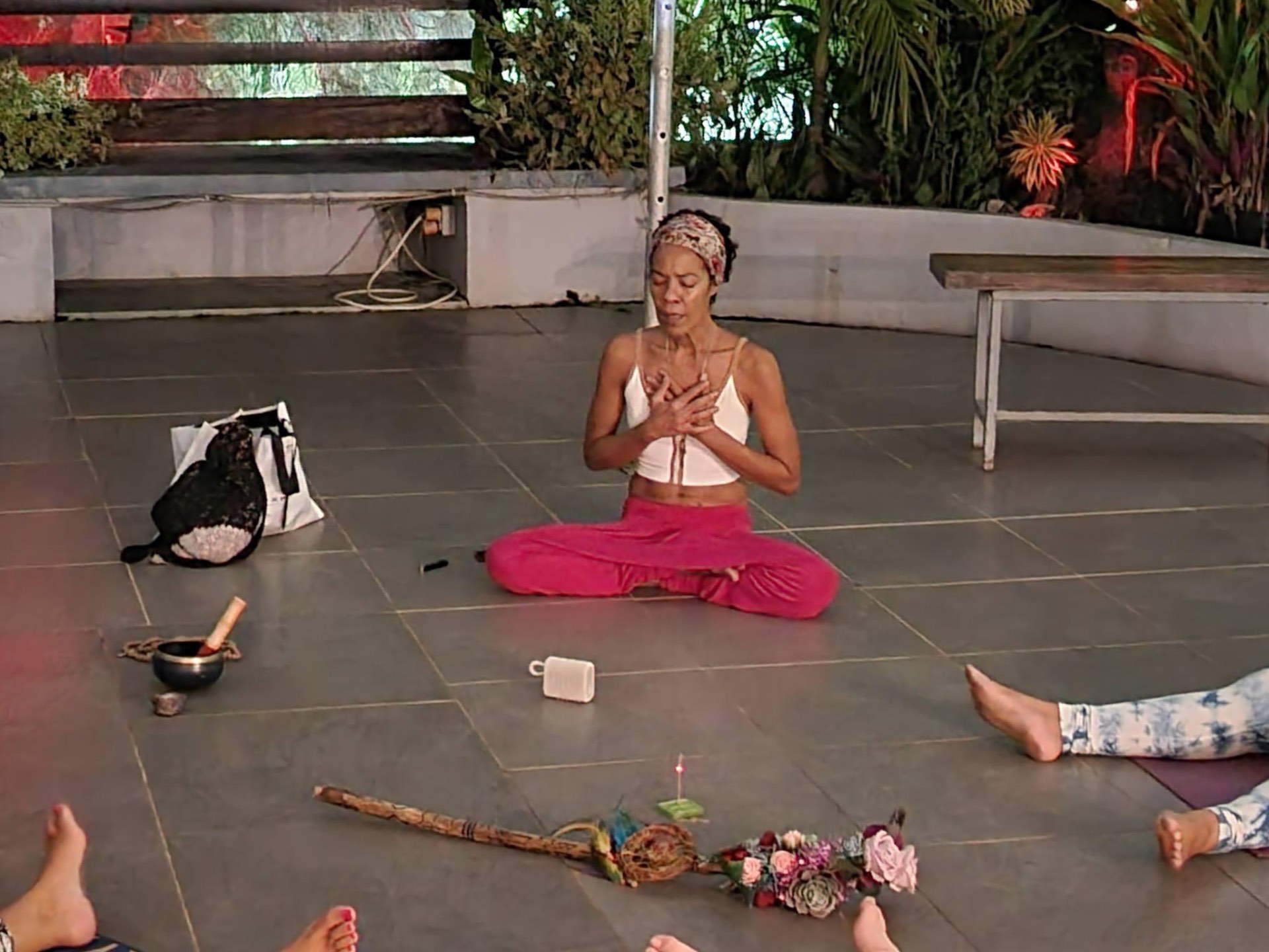 Gail in meditation